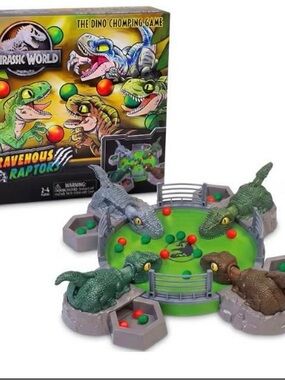 New - Jurassic World Ravenous Raptors Board Game Dino Chomping Game for family